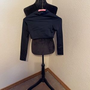 Black long sleeve crop top- dance top